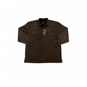 Utopia Sueded Brown Button Down Shirt NWT